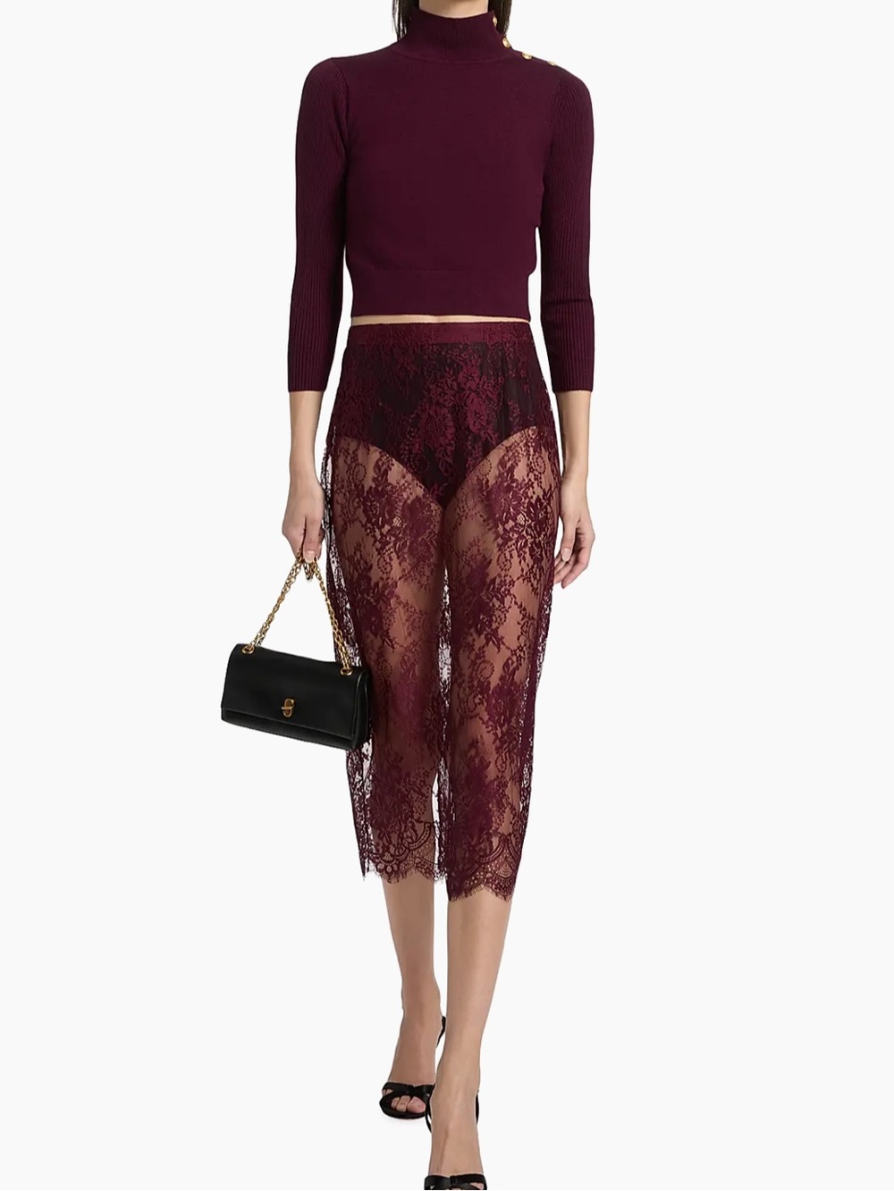 L’AGENCE Makena Sheer Floral Lace Pencil Skirt